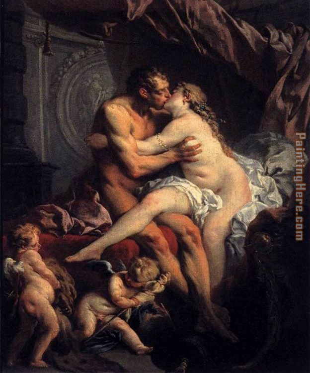 Hercules and Omphale painting - Francois Boucher Hercules and Omphale art painting
